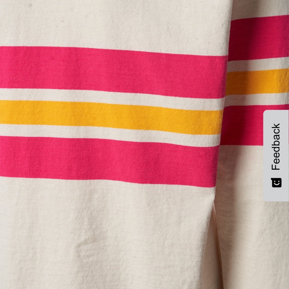 NOAH PITCH PRACTICE POLO IVORY PINK STRIPE RELAXED POLO SHIRT LONG SLEEVE MEDIUM - Picture 2 of 11